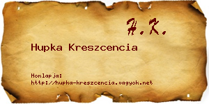 Hupka Kreszcencia névjegykártya
